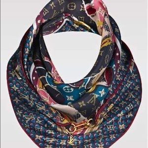 Authentic Louis Vuitton Silk Scarf Gold Hook.